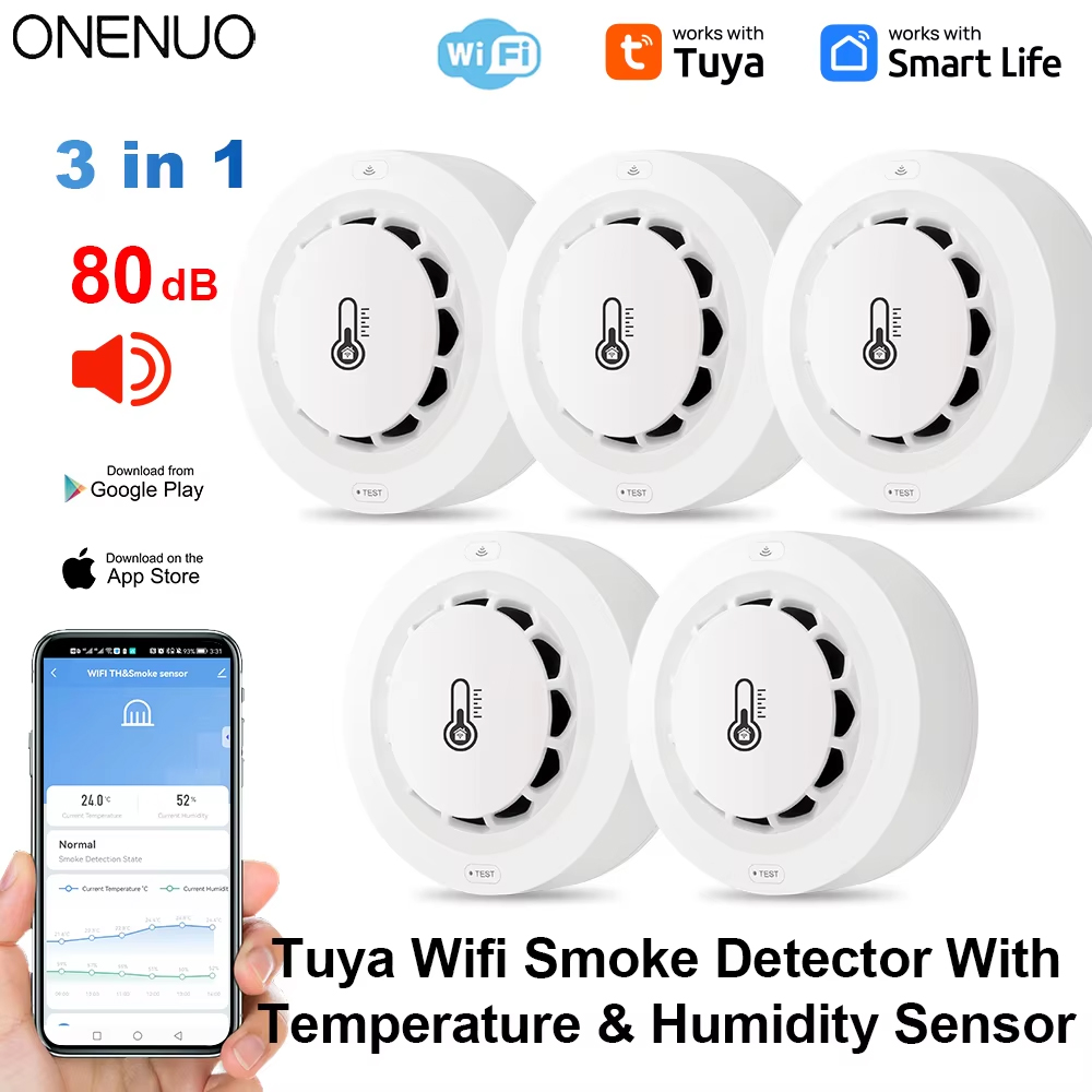 Smoke Detector Interconnected - Tuya Wifi BT détecteur de fumée