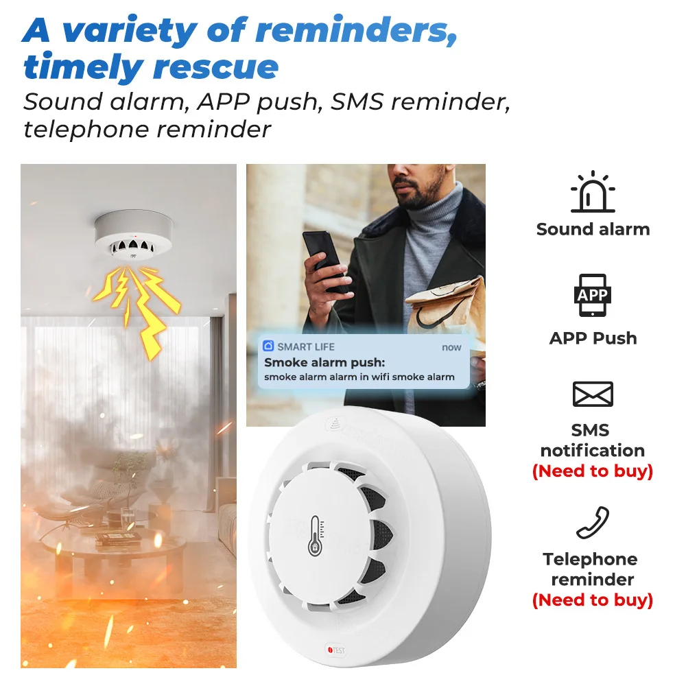 Tuya Wifi BT détecteur de fumé - Smoke Detector Interconnected avis et prix